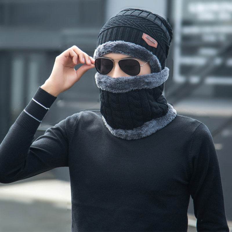 Winter Beanie Hat Scarf Set Warm Knit Hat Thick Fleece Lined Winter Hat Neck Warmer For Men Women - Mubimart