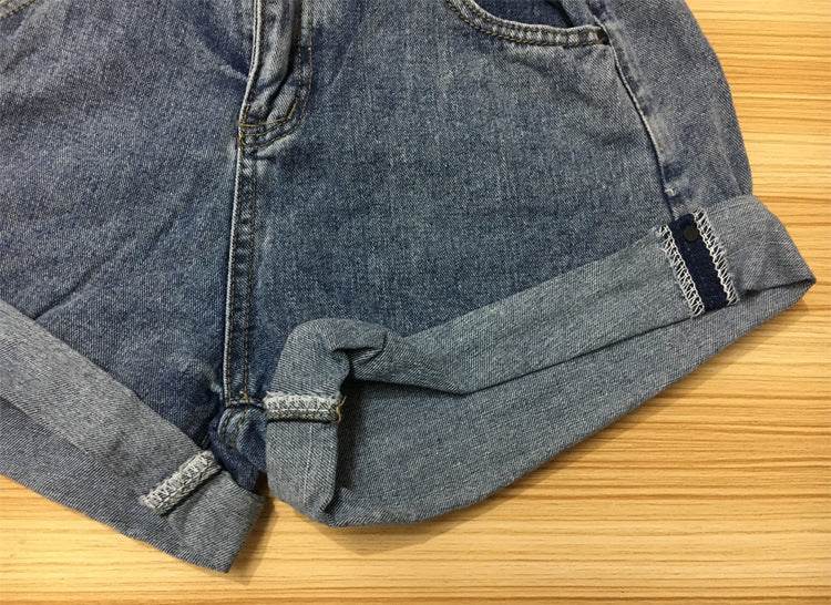 Fashion Five-color Elastic Waist Rolled Edge Denim Shorts Women - Mubimart