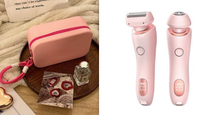 2 In 1 Hair Removal Epilator USB Rechargeable Trimmer Women Body Razor Face Leg Armpit Bikini Hand Pubic Shaver Hair Remover - Mubimart
