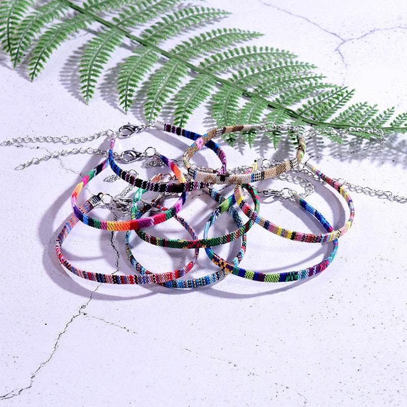 Chain Bohemian Color Ankle Bracelet String Handmade Jewelry - Mubimart