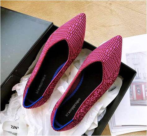 Women's Pointed Toe Casual Woven Flat Shoes - Mubimart