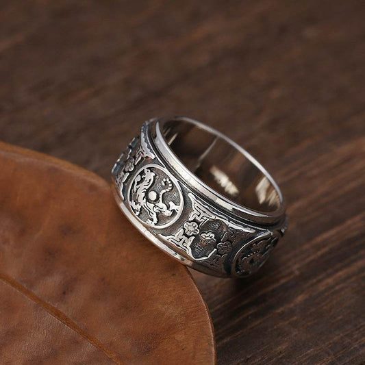 Sterling Silver Rotatable Ring For Men - Mubimart