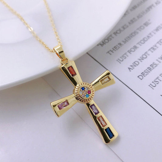Niche Personality Hip Hop Mens Cross Necklace Pendant - Mubimart
