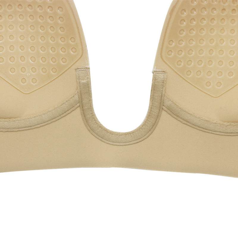 Gathered Silicone Bra Plus Size Sexy Invisible - Mubimart