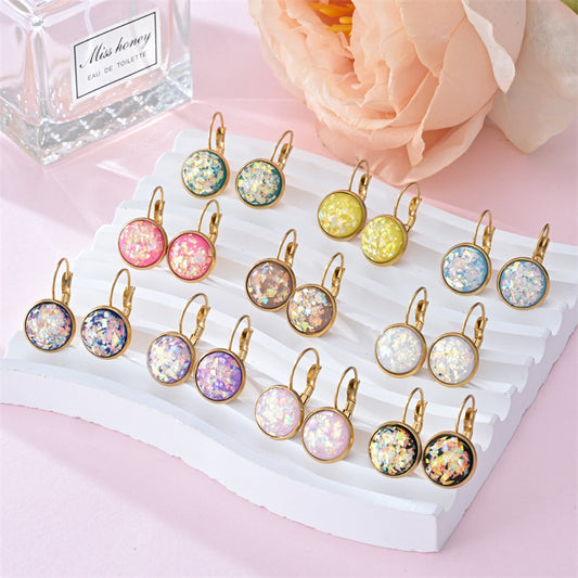 New Sequin Rhinestone Earrings Fashion Stainless Steel Jewelry For Women