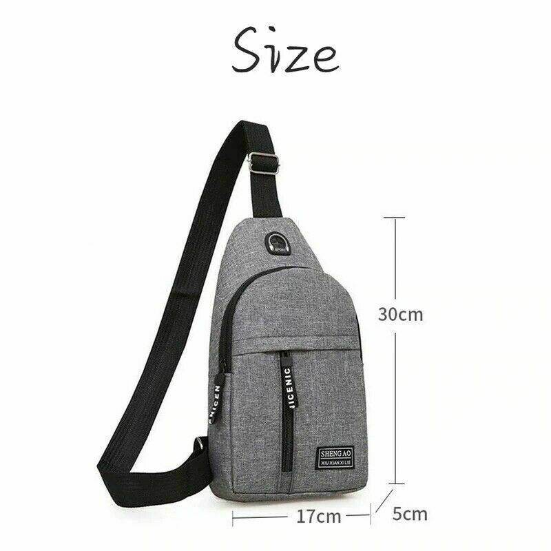 Mens Sling Bag Cross Body Handbag Chest Bag Shoulder Pack Sports Travel Backpack Gray - Mubimart
