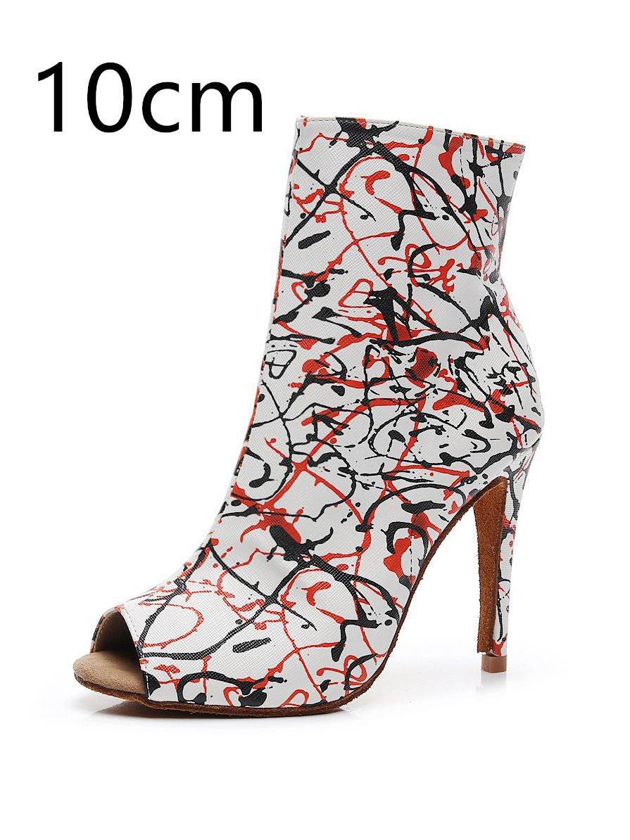 Women's Adult High Heel Stage Boots Graffiti Mid-calf - Mubimart