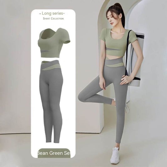 Women's One-piece Chest Pad Top Pants Workout Clothes Suit - Mubimart