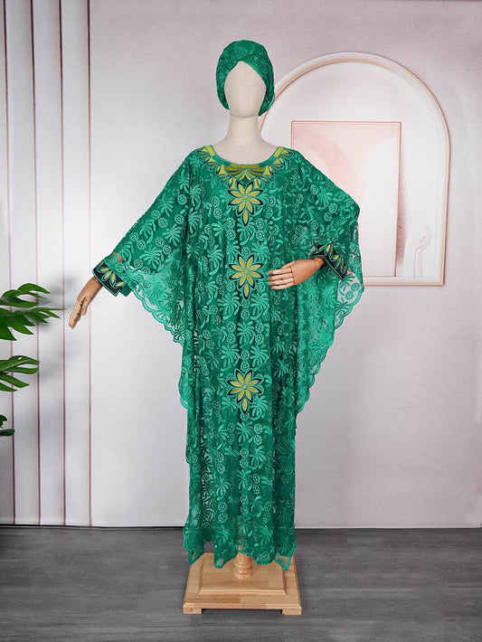 Plus Size Headscarf Rhinestone Robe With Lining - Mubimart