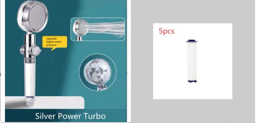 Shower Head Water Saving Flow 360 Degrees Rotating With Small Fan ABS Rain High Pressure Spray Nozzle Bathroom Accessories - Mubimart