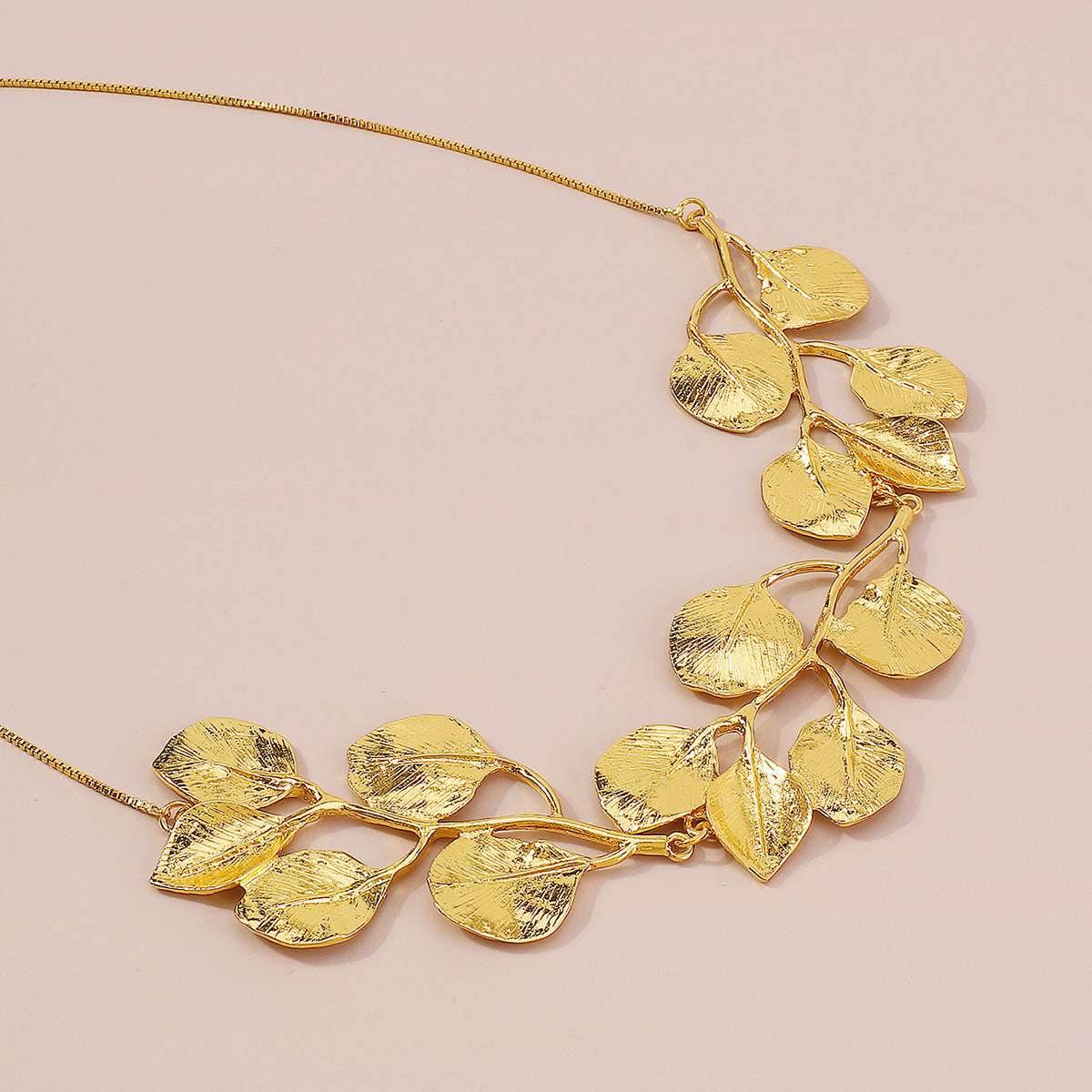 2025 Earring Necklace Luxury Metal Leaf Earrings Choker For Women Personality Jewelry Gift - Mubimart