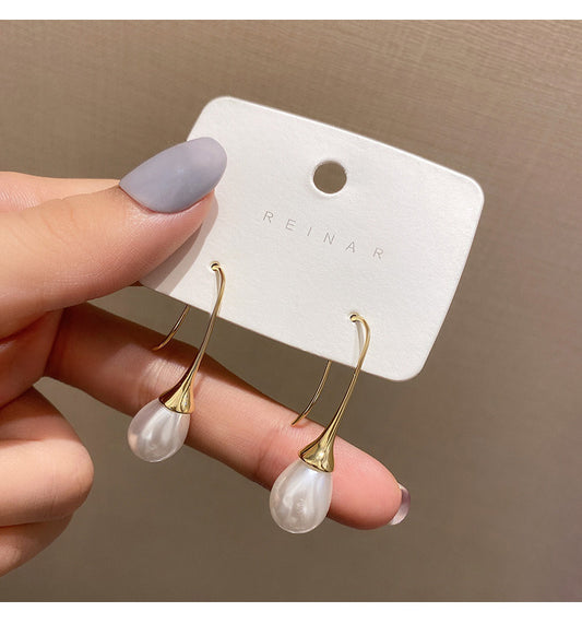 Creative All-match Pearl Eardrops Water Drop Earrings