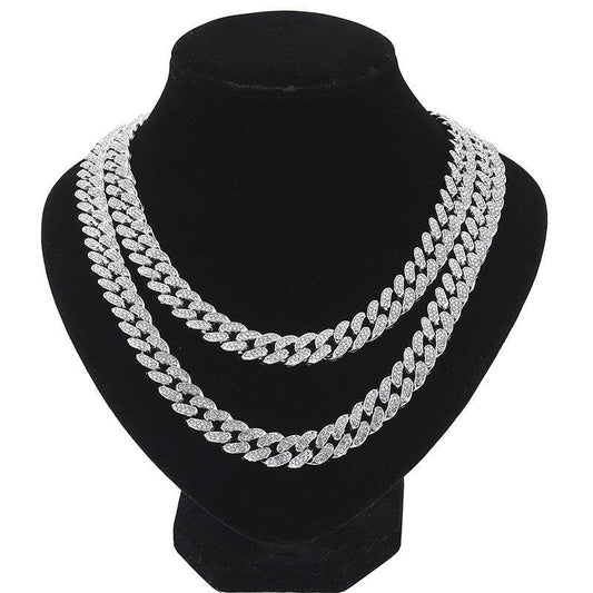 Mens Fashion Simple Full Diamond Cuba Necklace - Mubimart