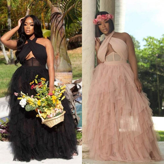 Evening Net Yarn Dress Court Corset - Mubimart