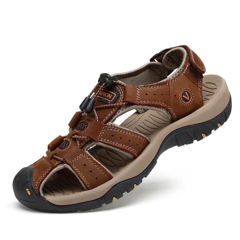 Men's Baotou Breathable Beach Leather Sandals - Mubimart