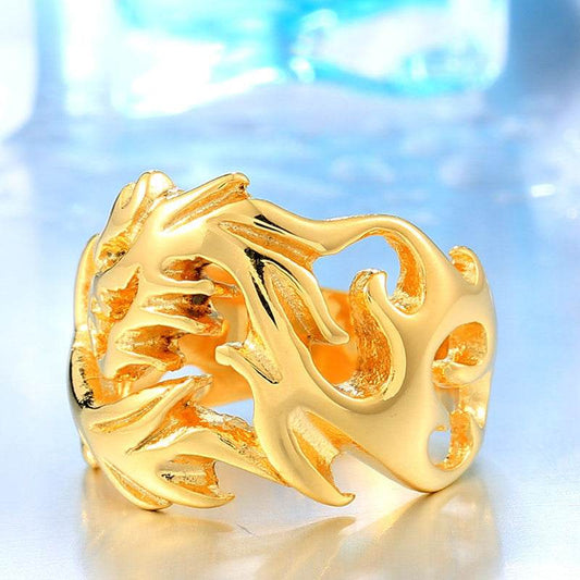 Trendy Fashion Stainless Steel Dragon-shaped Open Ring Personality Men Titanium Steel Ring Ornament - Mubimart