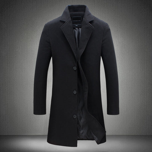 Long Solid Color Single Breasted Windbreaker Fabric
