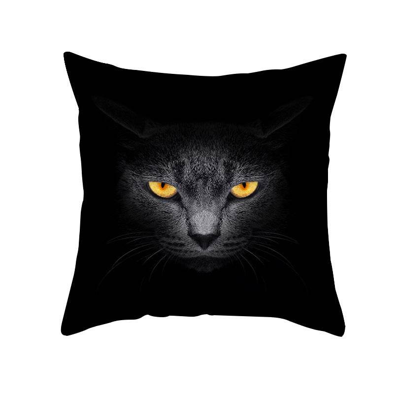 Black Cat Printed Christmas Cushion Covers Pillow Cover Pillowcases - Mubimart