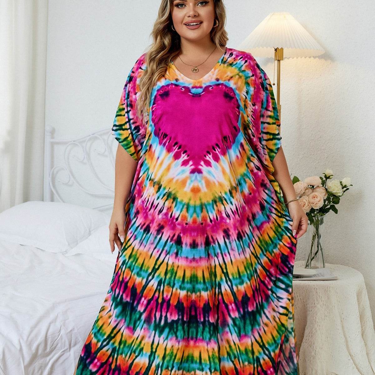 Loose Plus Size Vacation Robe Bikini Cover - Mubimart