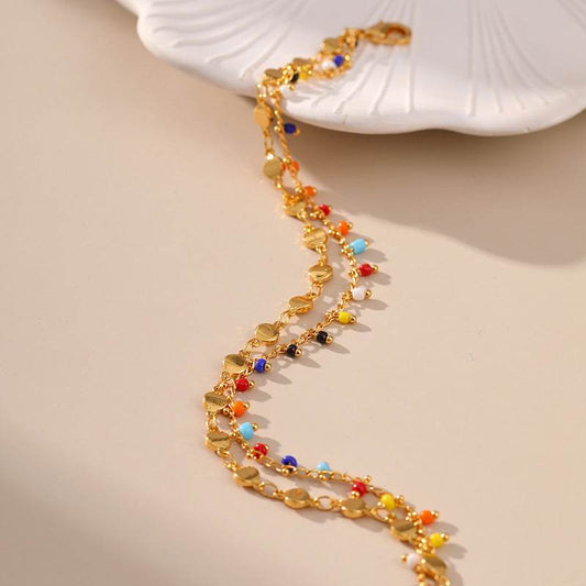Candy Color Small Rice-shaped Beads National Style Anklets - Mubimart