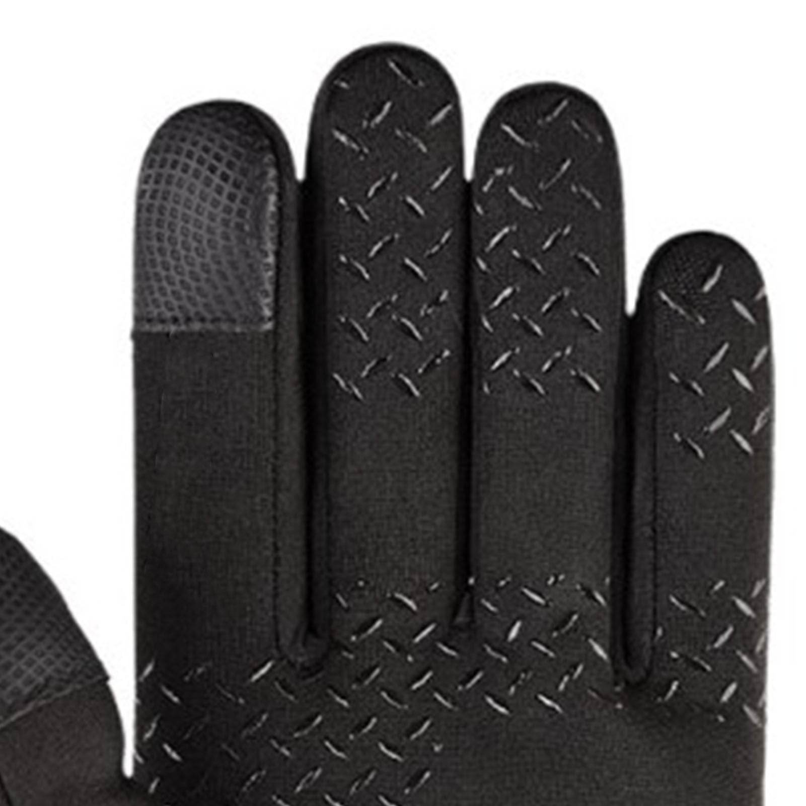 Winter Men Gloves Touch Screen Windproof Waterproof Brushed Gloves For Outdoor Sports Activities Skiing Black L - Mubimart
