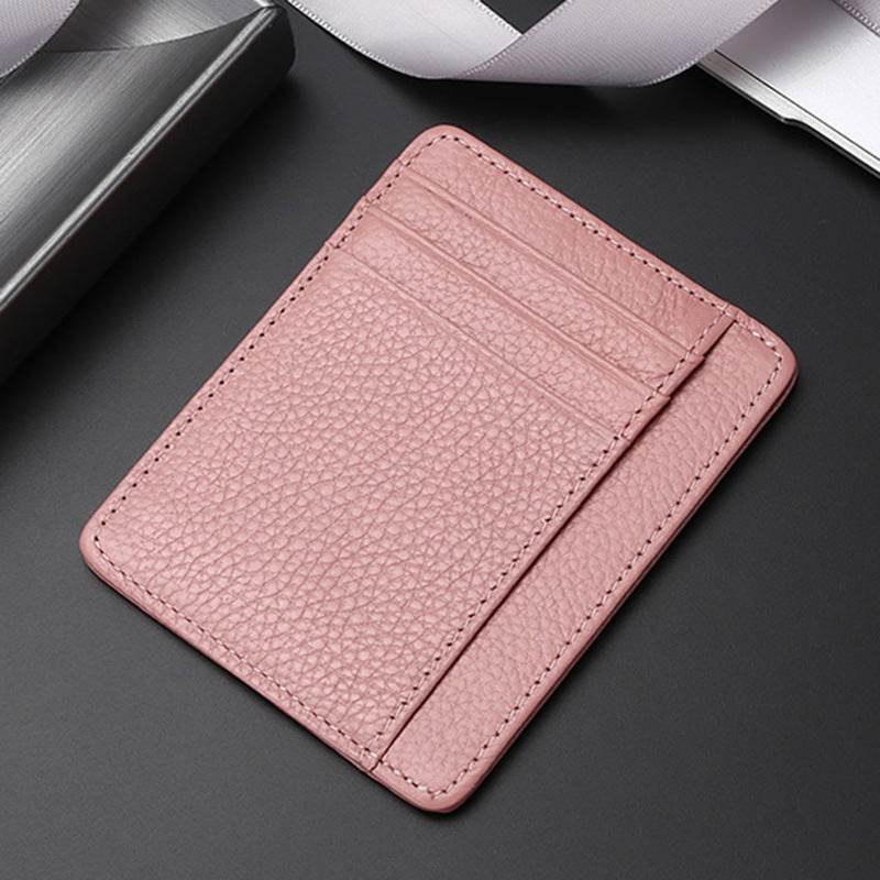 Leather Card Holder First Layer Cowhide Card Holder - Mubimart