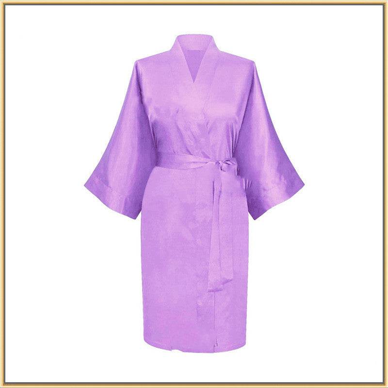 Elastic Imitation Silk Pajamas Solid Color Female Nightgown Elastic Plain Short Nightgown - Mubimart