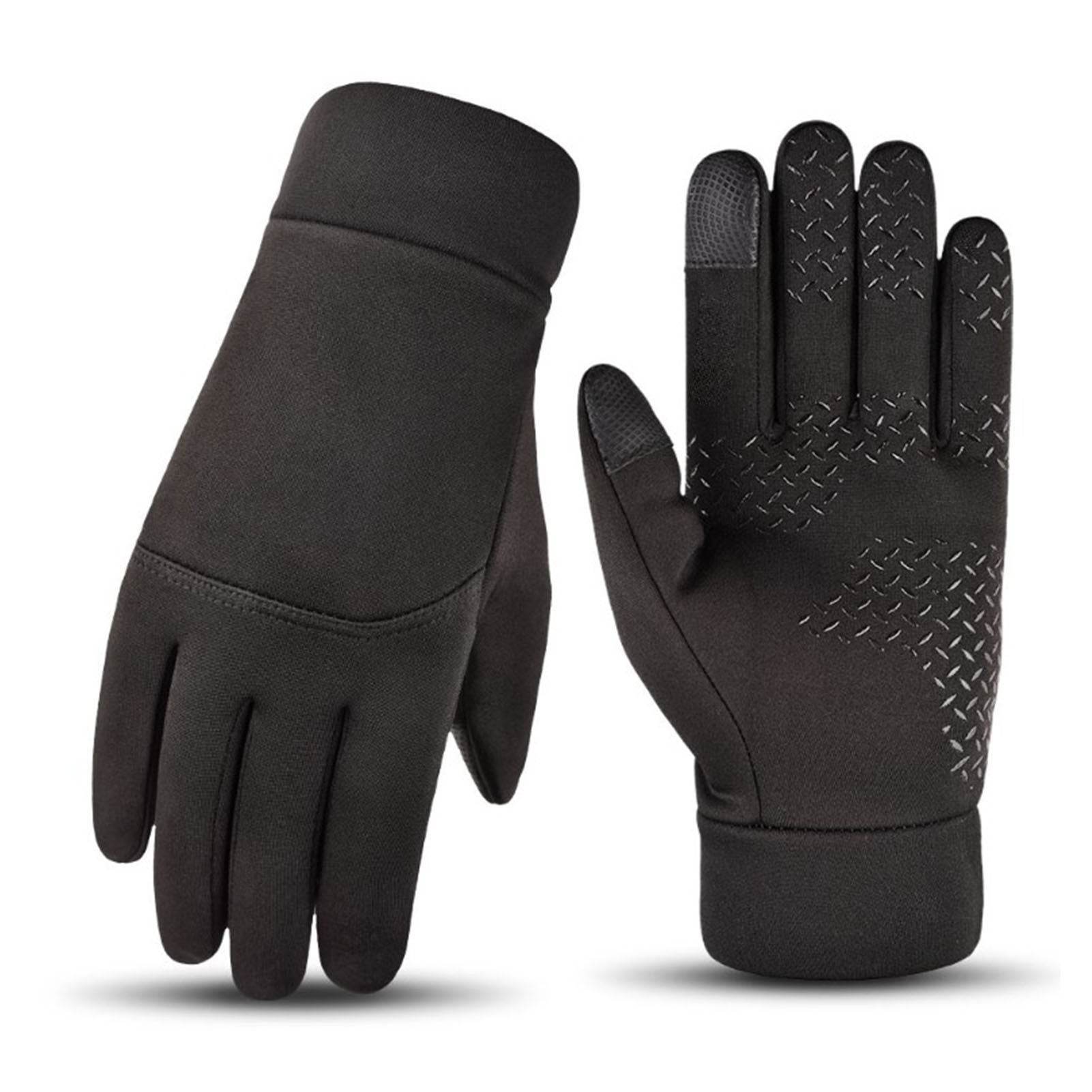 Winter Men Gloves Touch Screen Windproof Waterproof Brushed Gloves For Outdoor Sports Activities Skiing Black L - Mubimart