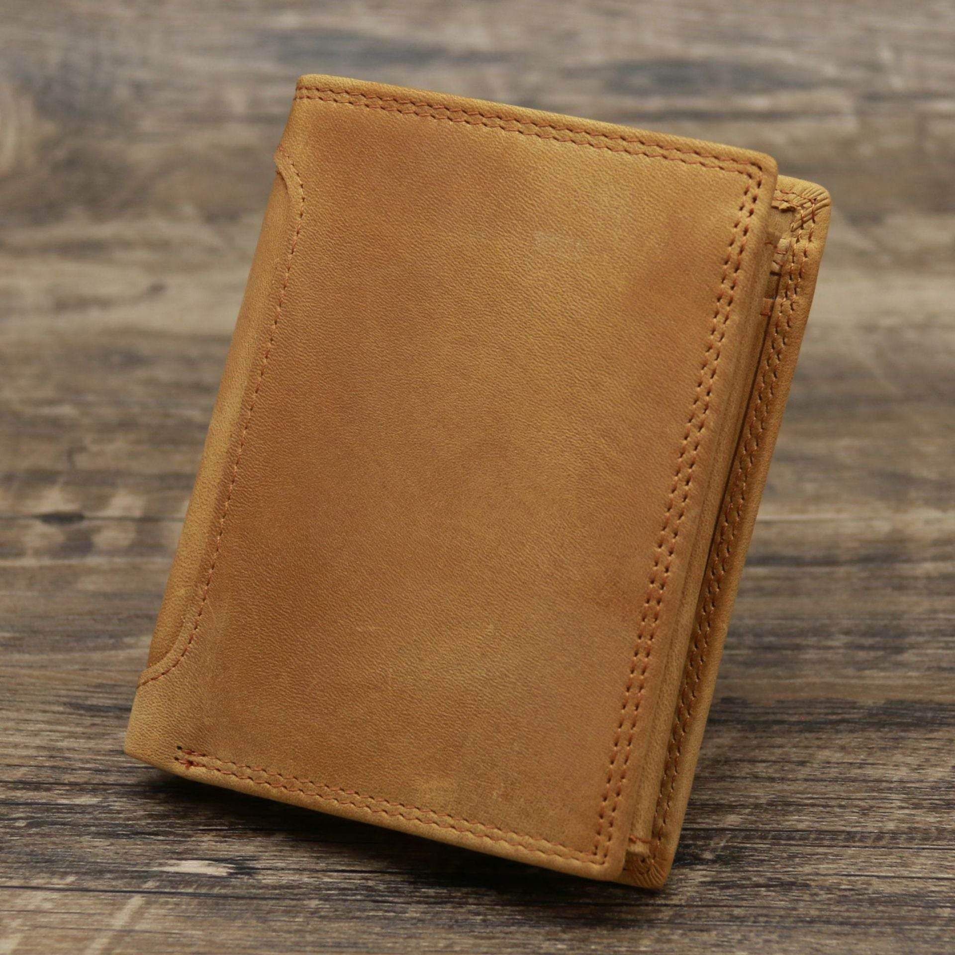 Men's Genuine Leather Retro Vertical Wallet - Mubimart