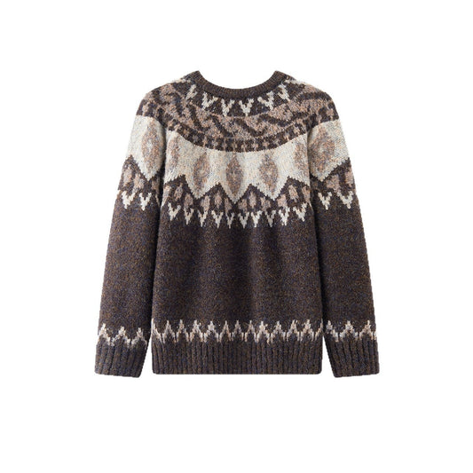 Men's Round Neck Jacquard Christmas Knitted Sweater