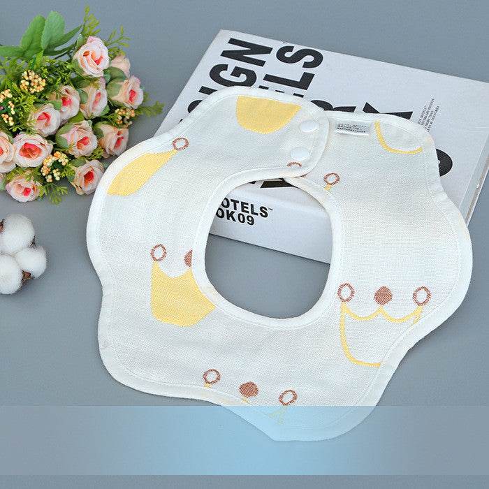 U-shaped Bib Children's 6-layer Cotton Gauze Bib Cartoon Custom Infant Baby Supplies 360 Rotating Bib - Mubimart