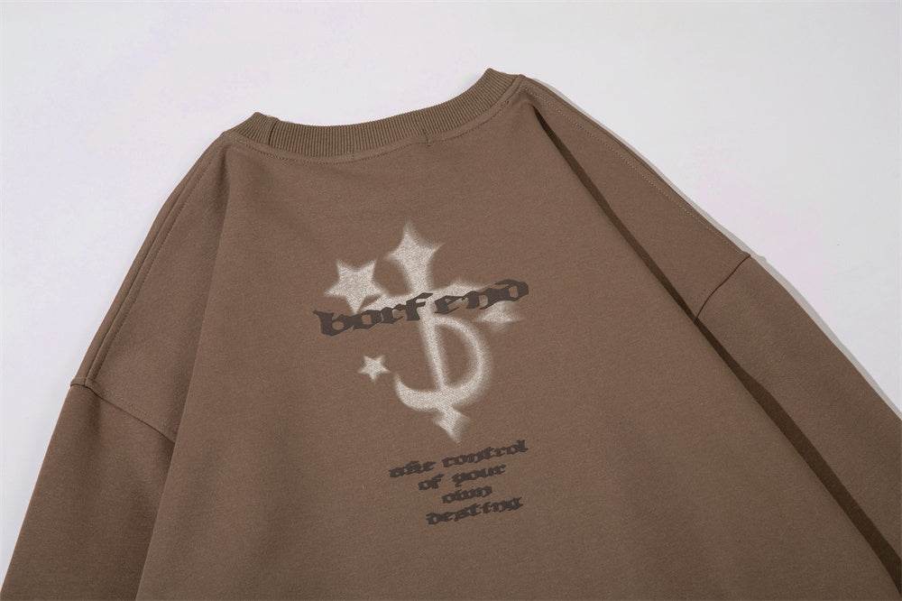 Cross Printed Crew Neck Sweatshirt Men - Mubimart