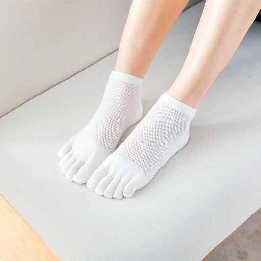 Women's Thin Summer Pure Cotton Toe Socks Plain Toe Socks