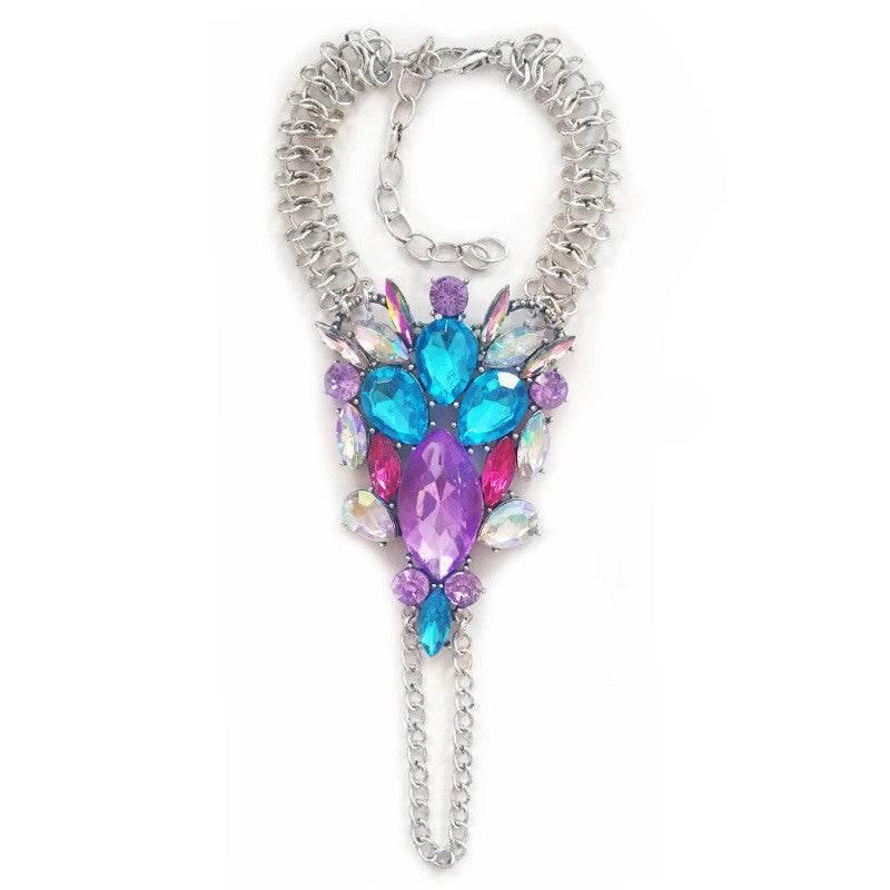 Alloy Inlaid Gemstone Bracelet Exaggerated Punk Personality Bracelet - Mubimart