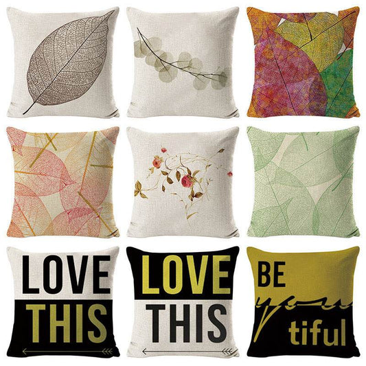 Colorful Leaf Letter Pillowcase Car Cushion Pillowcase - Mubimart