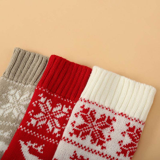 Women Long Socks Christmas Women Knitted Cotton Woolen Stocking Warm Thigh High Over The Knee Cute Deer Printing Socks Twist Cable Crochet - Mubimart