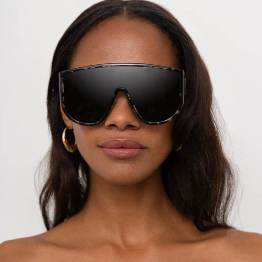 Vintage Oversized One Piece Round Sunglasses Women Brand Designer Fashion Colorful Eyewear Men Goggle Shades Sun Glasses - Mubimart