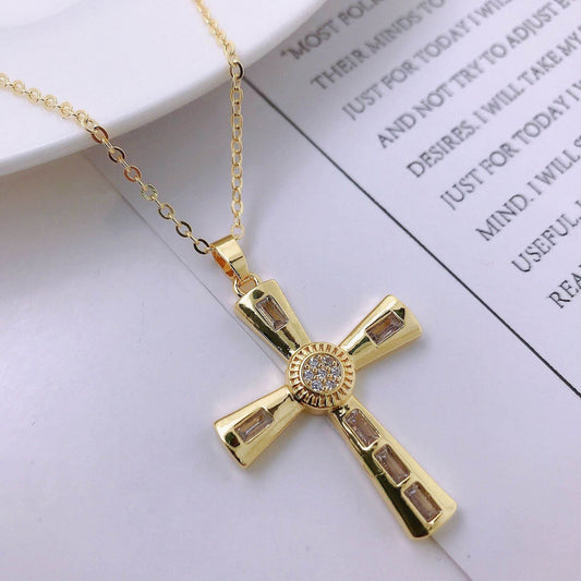 Niche Personality Hip Hop Mens Cross Necklace Pendant - Mubimart