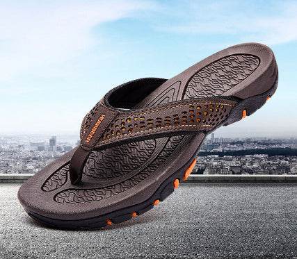 Men's Flip Flops Summer New Comfort Wear-resistant Home Single Strap Slides Outdoor Leisure All-match Flip-flops Men - Mubimart