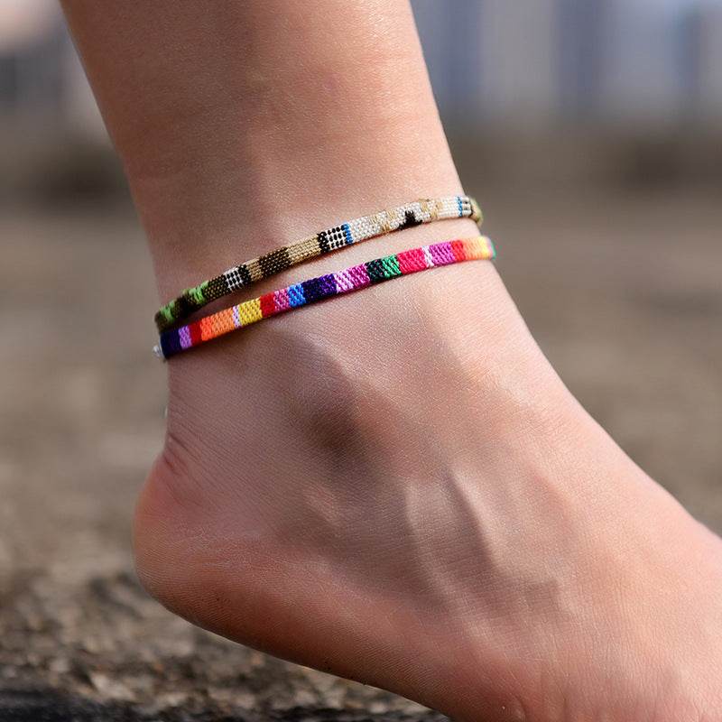 Chain Bohemian Color Ankle Bracelet String Handmade Jewelry - Mubimart