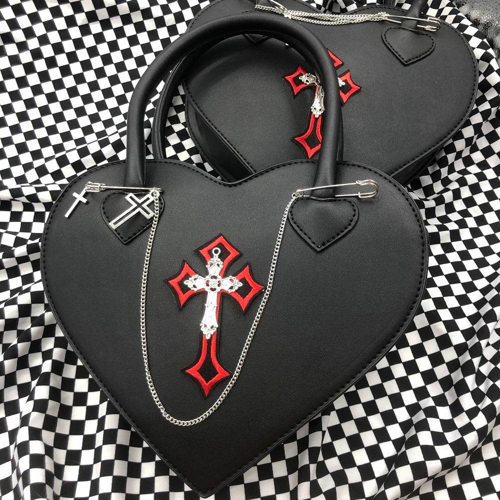 Fashion Love Personality Black Ladies Satchel - Mubimart