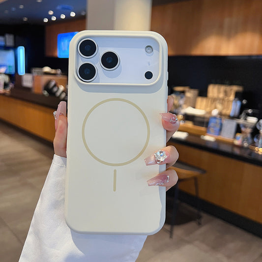 Simple Large Hole Fine Circle Silicone Magnetic iPhone Case – Shockproof TPU Protective Cover