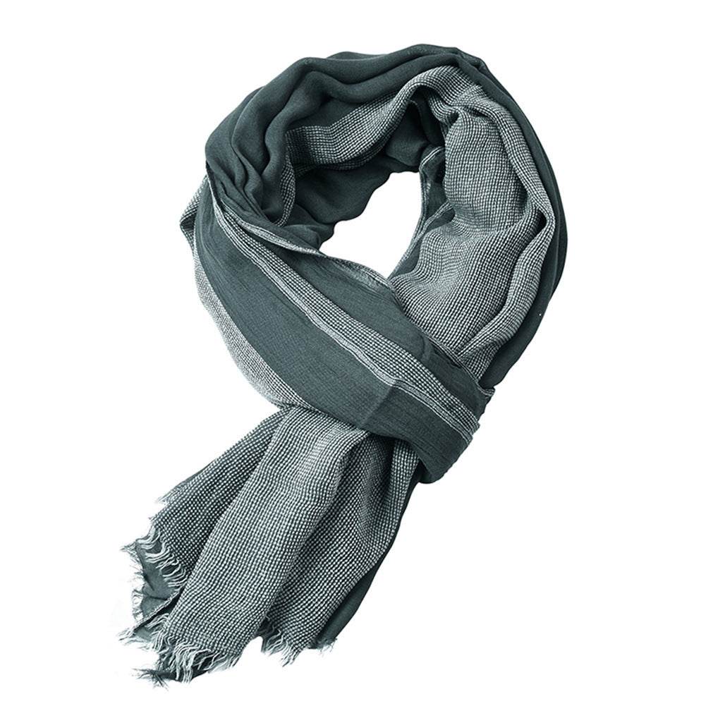 Autumn And Winter Cotton And Linen Yarn-dyed Scarf Men - Mubimart