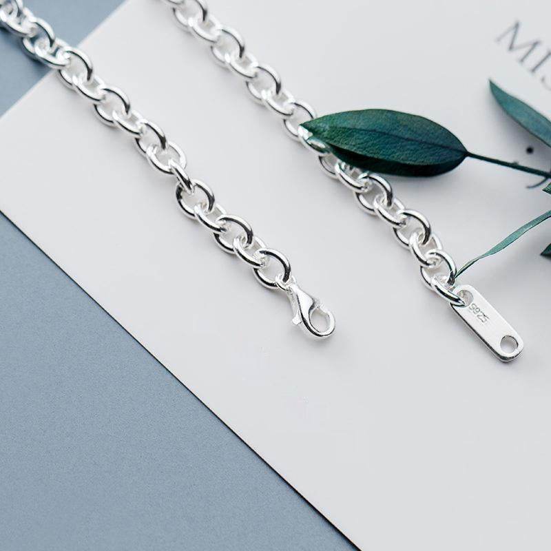 S925 Silver Bracelet Korean Simple Fashion Ankle-strap Buckle Graceful Personality Chain - Mubimart