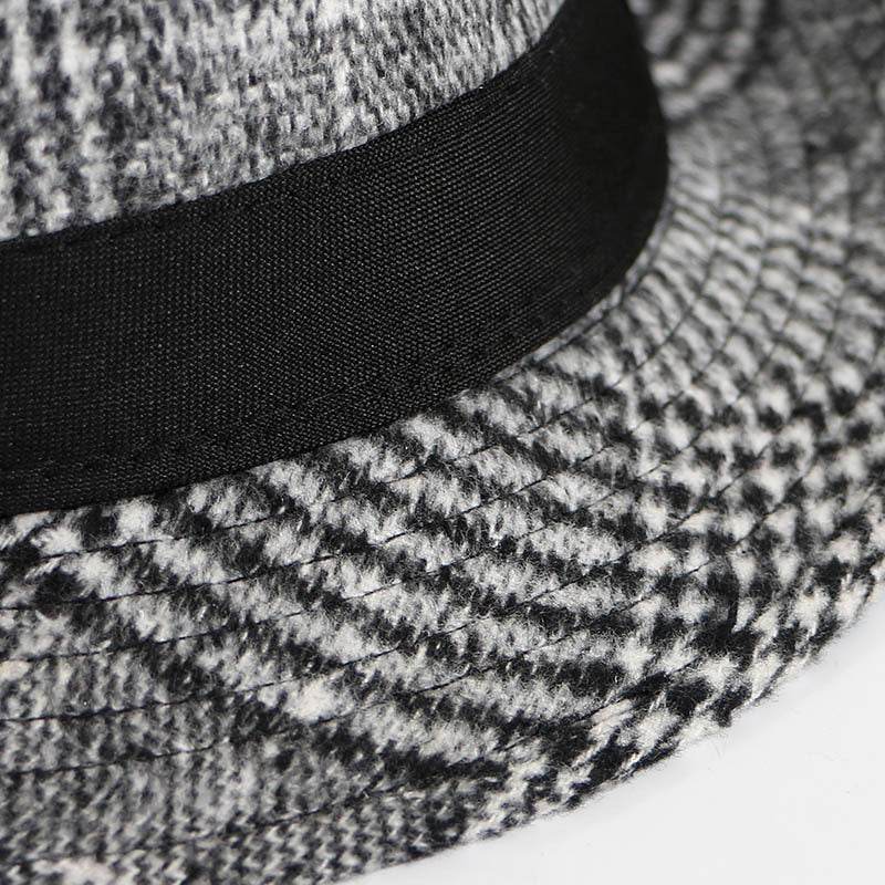 Autumn And Winter New Woolen Cloth Men's Top Hat Men's British Retro Fashion Plaid Fedora Hat - Mubimart