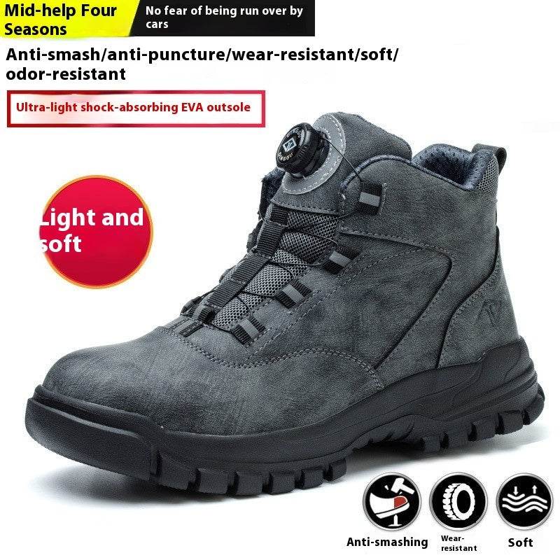 Button Safety Shoes With Steel Toe Caps To Prevent Smashing - Mubimart