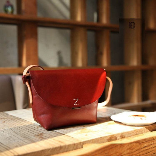 Handmade Retro Leather Messenger Bag For Women - Mubimart