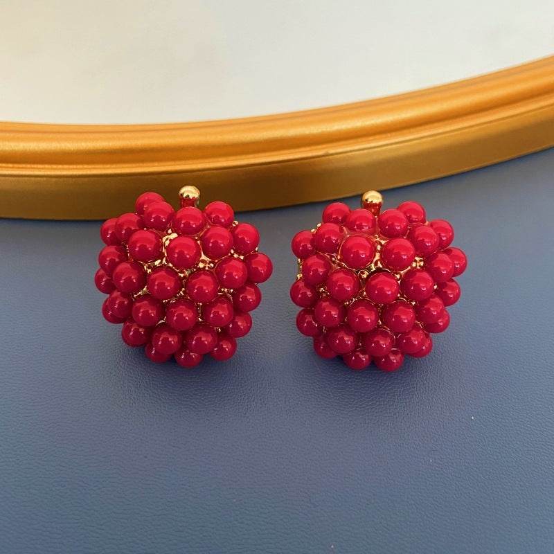 Fruit Earrings Full-jeweled Stud Earrings Women - Mubimart