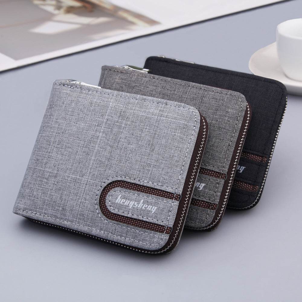 Mens Canvas Short Multifunctional Wallet - Mubimart