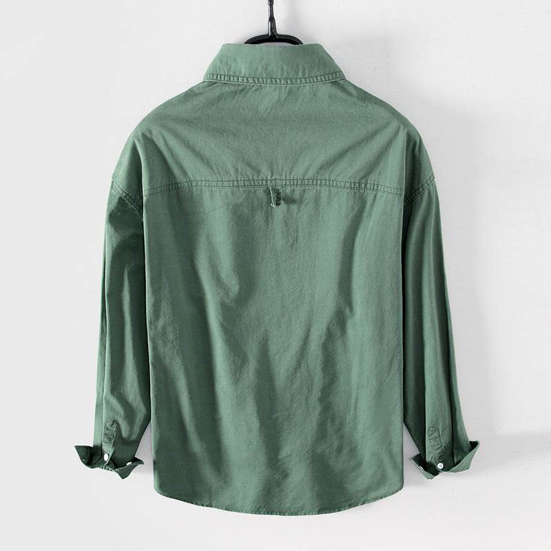 Shirt Men's Cotton Casual Workwear Shirt Jacket Men - Mubimart